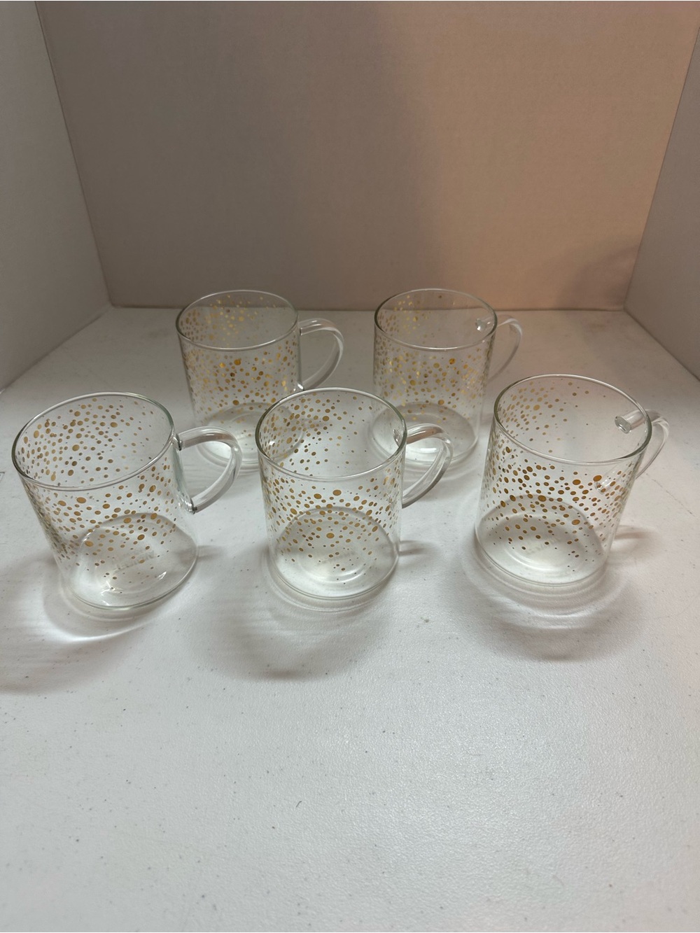 Teavana Starbucks 2015 Gold
Confetti Clear Glass Coffee Tea
Mug Set Of 5